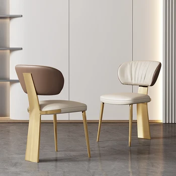 Златни столове за всекидневна Луксозен Пол Удобен Кожен Дизайнерски, Модерен, Скандинавски стол Мебели за хола Sillas Plegables MQ50KT