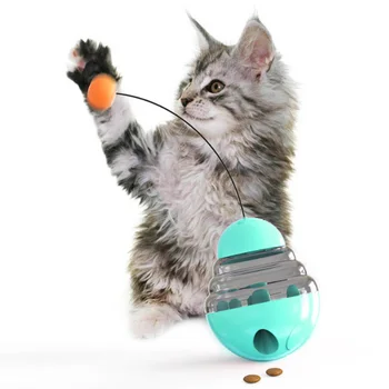 Играчки за котки-неваляшек, забавен Трясущийся домашен любимец, Изтичане на контейнера за хранене, котка, бавно Преминаващ топка за хранене, Подобряване на IQ кученце Образователни играчки