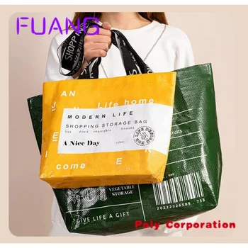 Индивидуална пазарска чанта размер с разноцветни логото, ламиниран чанта от полипропиленова тъкан