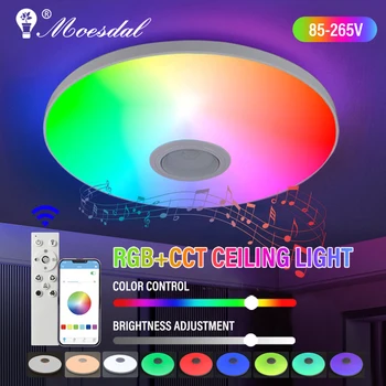 Интелигентен led кръг на тавана лампа RGBCCT с музикален говорител Bluetooth Приложение, с регулируема яркост, за дома, спалня, всекидневна, околното осветление