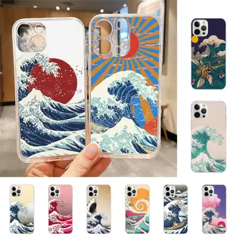 Калъф За телефон YJapan Wave Art За Iphone 7 8 Plus X Xr Xs 11 12 13 Se2020 Mini Iphone Mobile 14 Pro Max Case