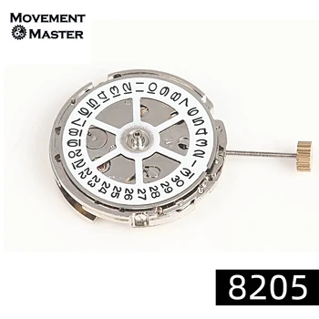Китай 8205 механизъм за 3 стрели-3 часа бял широк сребрист механизъм с един календар детайли часов механизъм