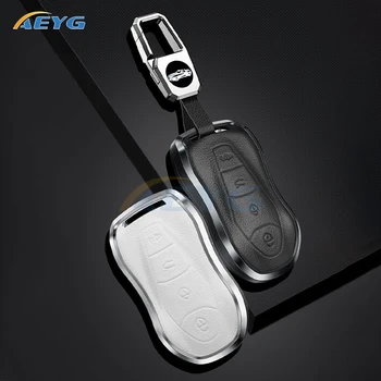 Кожена + Метален Калъф За Ключове на Автомобила Geely New Emgrand GS X6 SUV EC7 Auto Smart Key Protect Holder Shell Chain Fob Аксесоари