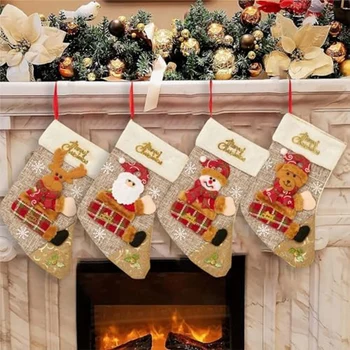 Коледа подвесное украса, Коледни чорапи, имитиращи Санта Снежен човек-елен, коледни декорации, окачени подарък пакети