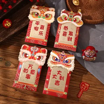 Коледен пакет 2024 Червен Плик С най-добри пожелания Пари чанти с Изображение на Дракон на Късмета Паричен чанта с червен джоб Подаръци за партита