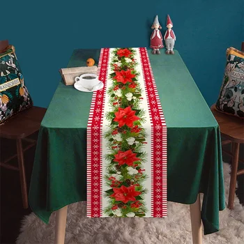 Коледен флаг за маса, украса на празничната атмосфера, Настолна пътека, Червен клетчатая Червена Коледна покривка за закуски, Снежинка на Дядо Коледа