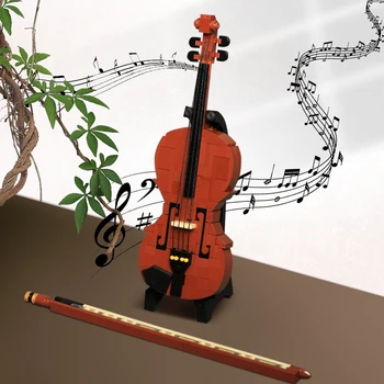 Колекция от цигулки Gobricks MOC Artist, Класически музикални инструменти, градивни елементи, декорации за музикални инструменти, Тухли, играчки