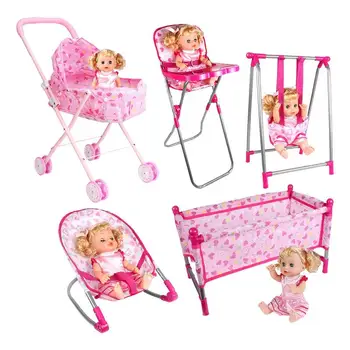 Количка за кукли Количка с коша за играчки Розова стоп-моушън количка Количка за кукли Играчки колички За запалване на Вашето дете