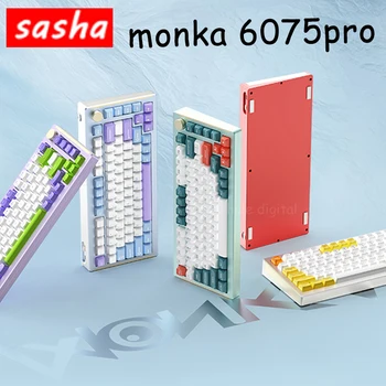 Комплект клавиатура Monka 6075pro По поръчка, Ръчна безжична Rgb осветление, комплект за геймъри с гореща замяна, подарък за настолни игри за киберспортивных PC
