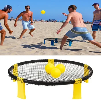Комплект мини-игри с топка за плажен волейбол, улични отборните спортове, съоръжения за фитнес на тревата с 3 топки, волейболна мрежа, волейбольный набор от