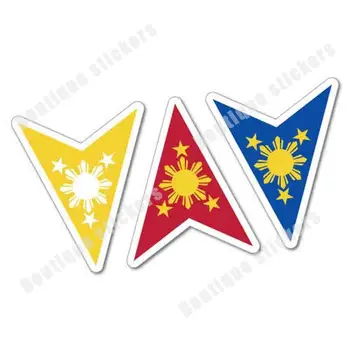 Комплект от 4 теми с участието на хартата на Филипините, на Слънцето, на звездите, етикети с флага, Водоустойчив винил автомобил автомобил, стикер на прозореца на колата, украса за лаптоп