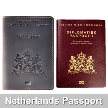 Корици за паспорти Moterm от естествена кожа за Холандия, Холандски притежател на кредитна карта, Холандски калъф за паспорт, пътен портфейл