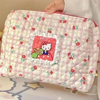 Косметичка Kawaii Hello Kitty, преносима чанта за момичета от аниме, преносим чанта за тоалетни принадлежности, голям капацитет за съхранение на продукти за грижа за кожата