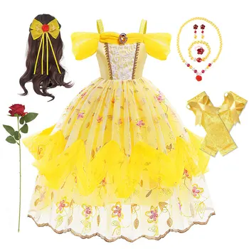 Костюм Красавица и Чудовище, детски костюм за Хелоуин, костюмиран Приказна принцеса, карнавальная парти за cosplay от 2 до 10 години