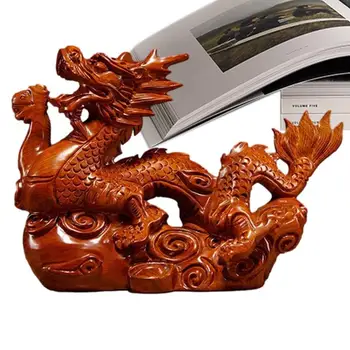 Креативен китайски Зодиакални украшение във формата на дракон, статуетка, Дървен декор под формата на животни, други в стил статуя, Статуя на Животно, декорация във формата на Дракон