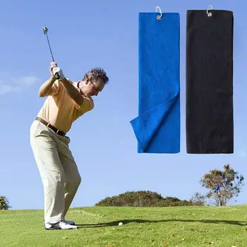 Кърпа за голф 30x50 см с предохранительной катарама за по-чист стикове Кралско кърпа за голф Черни ръце Сини топки T1M5
