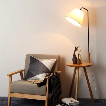Лампиона в скандинавската дървена рамка, Модерен минималистичная креативна хол, led лампа, кабинет, чай масичка, Подова лампа цвета на дървото.