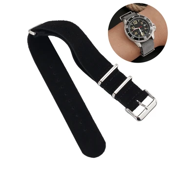 Леко ретро замшевый каишка за часовник Seiko Tudor Черно кафява Каишка за часовник Гривна с квадратна катарама от неръждаема стомана, 20 мм, 22 мм