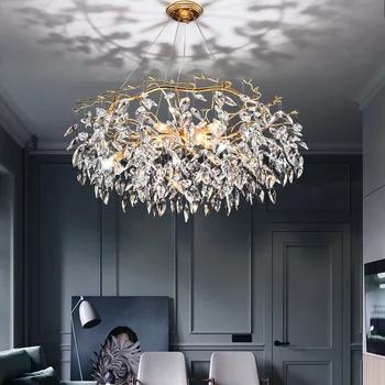 Луксозни кристални полилеи в скандинавски СТИЛ, висящи на дръвче, Подвесное осветление дневни, спални, интериор на вили в хотела, плафониери