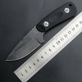 Малък нож за оцеляване от стомана D2 с фиксирано острие пълно заострения с K-образна обвивка, Дръжка G10, Походный нож, Тактически ловен инструмент
