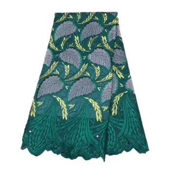 Мек африка хлопчатобумажный материал Лейси кърпа Зелена конфедерация на завесата с бродерия Дубай 5 ярда Нова мода Добро качество за шивашки на сватбена рокля