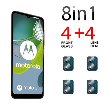 мека филм 8в1 За Motorola Moto E13 С Пълна лепило покритие, устойчиво на надраскване гидрогелевая филм Motoe 13 13e, прозрачно Фолио за Обектива на камерата