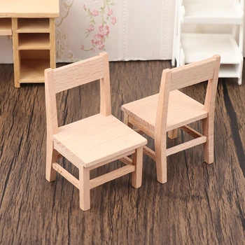 Миниатюрен дървен стол за куклена къща 1/12, декорация на мебели за всекидневна, аксесоари за куклата къща за деца, играчки за ролеви игри