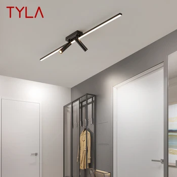 Модерен месинг тавана led лампа TYLA с дълга ивица, творчески черни въртящи се на прожектори за домашно гардероб, веранда