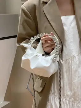 Модерен мини-женствена чанта 2023, Нова луксозна Дизайнерска дамска чанта през рамо с диамантена дръжка, Универсална Женска чанта през рамо Ins