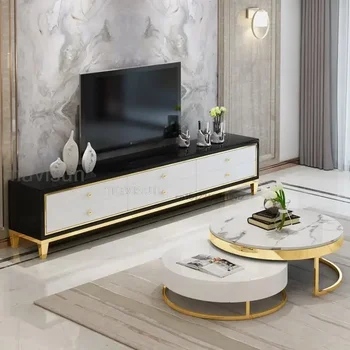 Модерен минималистичен шкаф за телевизор, Холова маса Комбиниран Шкаф Дизайнерски Висококачествени Шкаф за съхранение на мебели, Етаж бюро в хола