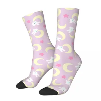 Модерен Мъжки чорапи, ежедневни чорапи с шарките на Луната, дамски чорапи с шарени полиестер и заек, пролет-лято, есен-Зима