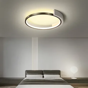 Модерен прост тавана лампа във формата на кръг, от черно желязо с led осветление за спалня, хол, кабинет, домашен интериор, лампа 40 см/50 см