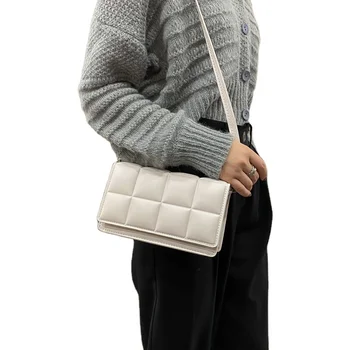Модерна дамска чанта за през рамо в клетката, модни обикновена чанта през рамо, маркови чанти и портмонета, малка чанта с капак и горната дръжка bolsa