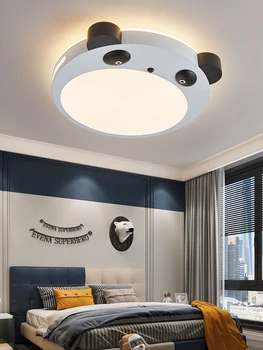 Модерна детска тавана лампа Panda LED се Използва за трапезария, фоайе, спалня, Бял, Черен, с регулируема яркост, дистанционно управление, Декорация на дома