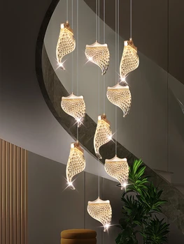Модерни полилеи вентилатори Флуоресцентни окачване Полилея в трапезарията Висящи лампи за хола Стълба Висящи лампи