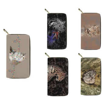 Модни Кожени портфейли с 3D-принтом животни, за жените, кожени дамски притежателите на кредитни карти, Клатч джоб, чанта за ръце в чантата си