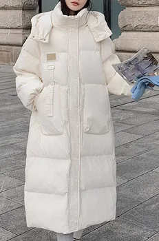 Модно свободно пуховое палто със средна дължина 2023 г., зимно