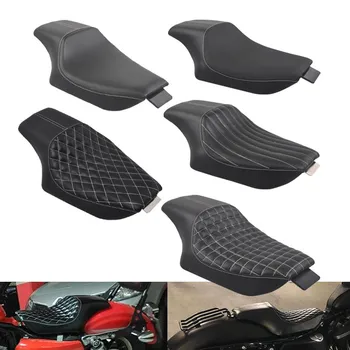 Мотоциклетное Седалка от изкуствена кожа с две възглавници за водача и на пътника на задната Harley Sportster XL Iron 883 1200 48 72 2004-2016