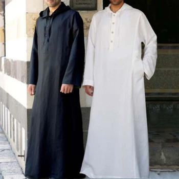 Мъжете Ислямска Джубба Тоби Обикновена Престилка С Дълъг Ръкав Блузи Саудитски Арабски Кафтан Jubba Thobe Hombre Мюсюлманска Абая Мъжки Дрехи