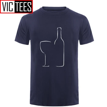 Мъжка лятна риза с бокалами и бутилки, модни памучен тениска с кръгло деколте, върхове