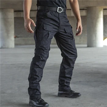 Мъжки армейските военни тактически панталони-карго, ежедневни стрейчевые камуфляжные панталони SWAT Combat Rip-Stop, Стрейчевые водоустойчиви работни панталони