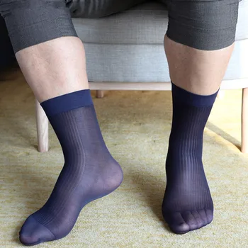 Мъжки чорапи-тръбички, прозрачни чорапи, Тънки еротични чорапи за официални събития, мъжки секси прозрачни бизнес чорапи за официални събития
