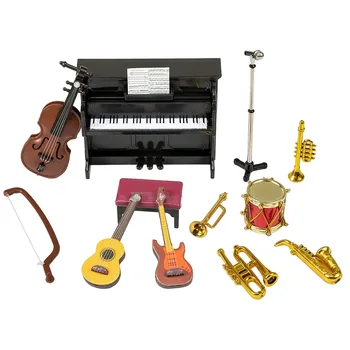 Набор от миниатюрни музикални инструменти 12 бр. Мини Модел на музикални инструменти и Аксесоари за декорация