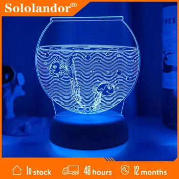 Най-новият 3D Led Нощен Творчески Аквариум за риби, Детска Настолна лампа, Илюзията за Холограма, Спалня, Хол, 7 Цвята, USB Led лампа
