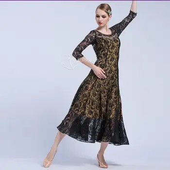 настройте черна рокля за състезания по фокстроту, вальсу, танго, рокля за балните танци, облекло за социални танци M-1708