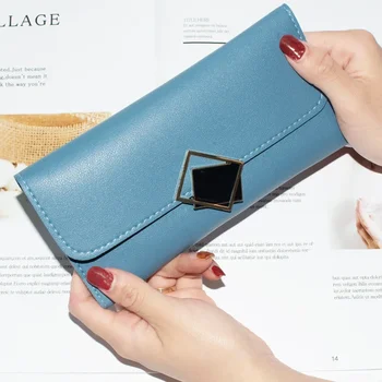 Нов дамски дълъг портфейл - стилна и елегантна чанта-сгъваем джоб с няколко карти, Корейска версия