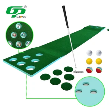 Нов Практичен Лаптоп подложка за игра на голф на закрито и открито на 12 дупки Игри Набор от Зелен Мат за мини-голф игрище с изкуствена трева за голф