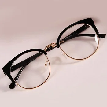 Нов Стил, Антирадиационные Очила, От Обикновено Стъкло, Модни Дамски Обувки, Метал + Пластмаса, Очила В Полукръгла Рамки, Цветни Оптични