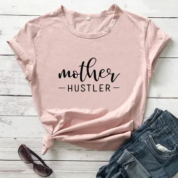 Нова дамски забавна ежедневна тениска от 100% памук с принтом Mother Hustler, подарък за мама