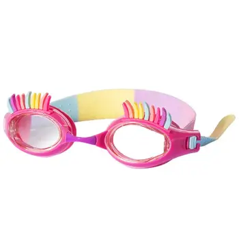 Нови водоустойчиви детски очила за плуване, Сладки очила за плуване за деца, Регулируема каишка, Силиконови мультяшные огледални очила